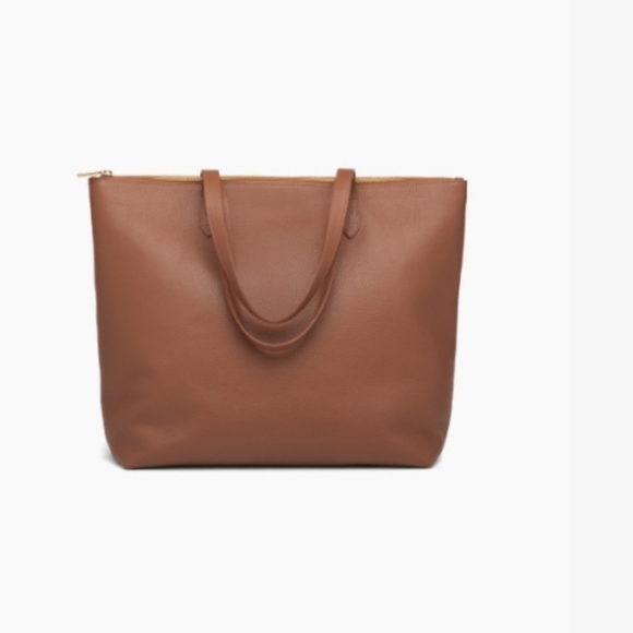 Cuyana Structured Leather Zipper Tote & Leather Organizer Carmel - Picture 10 of 16